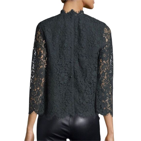 JOIE Freyda Green Mock-Neck Lace Top Blouse - Size Small / S - Picture 6 of 10